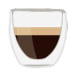 A graphic of a macchiato, a double espresso ‘marked’ with a little foamed milk.