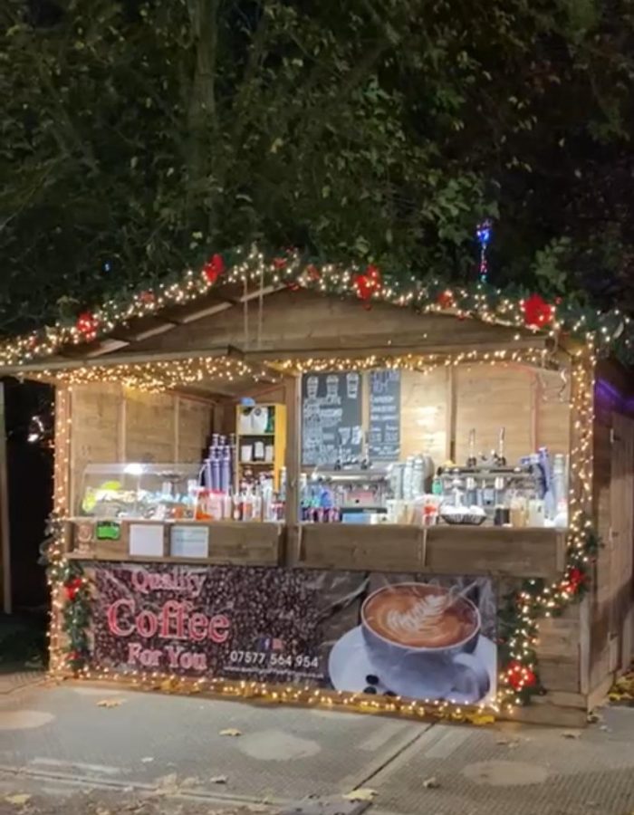 Quality Coffee For You Coffee Hut, at night, at Winter Wonderland Hyde Park 2021-2022