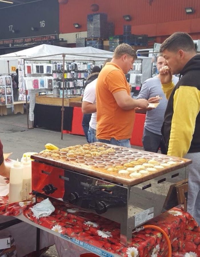 My wonderful husband serving his Dutch pancakes in Vauxhall Market in 2017