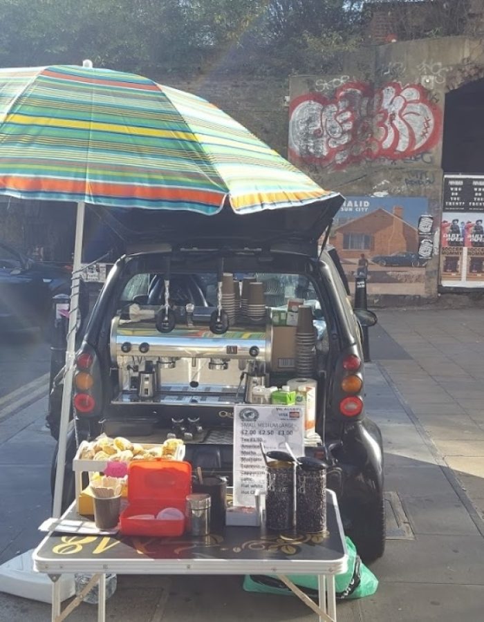 Bob our Coffee Car in Shoreditch London in 2020.